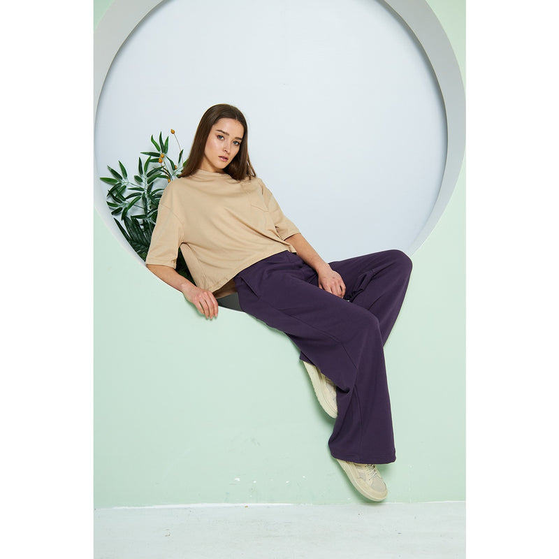 Beige Oversized Cropped Tee | Montivo Pakistan