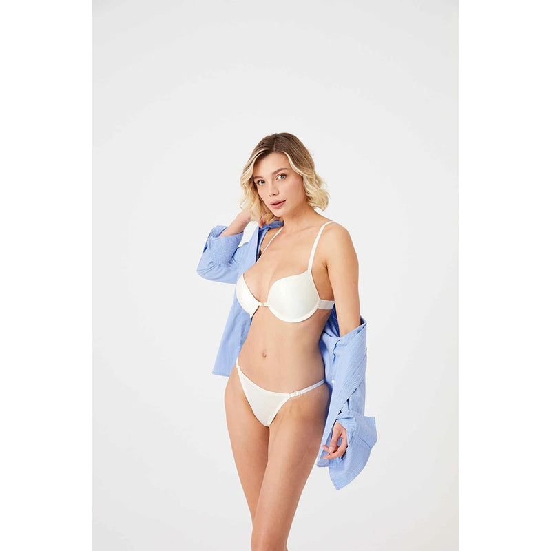 Ecru Soft Front Clip Lingerie Set | Montivo Pakistan