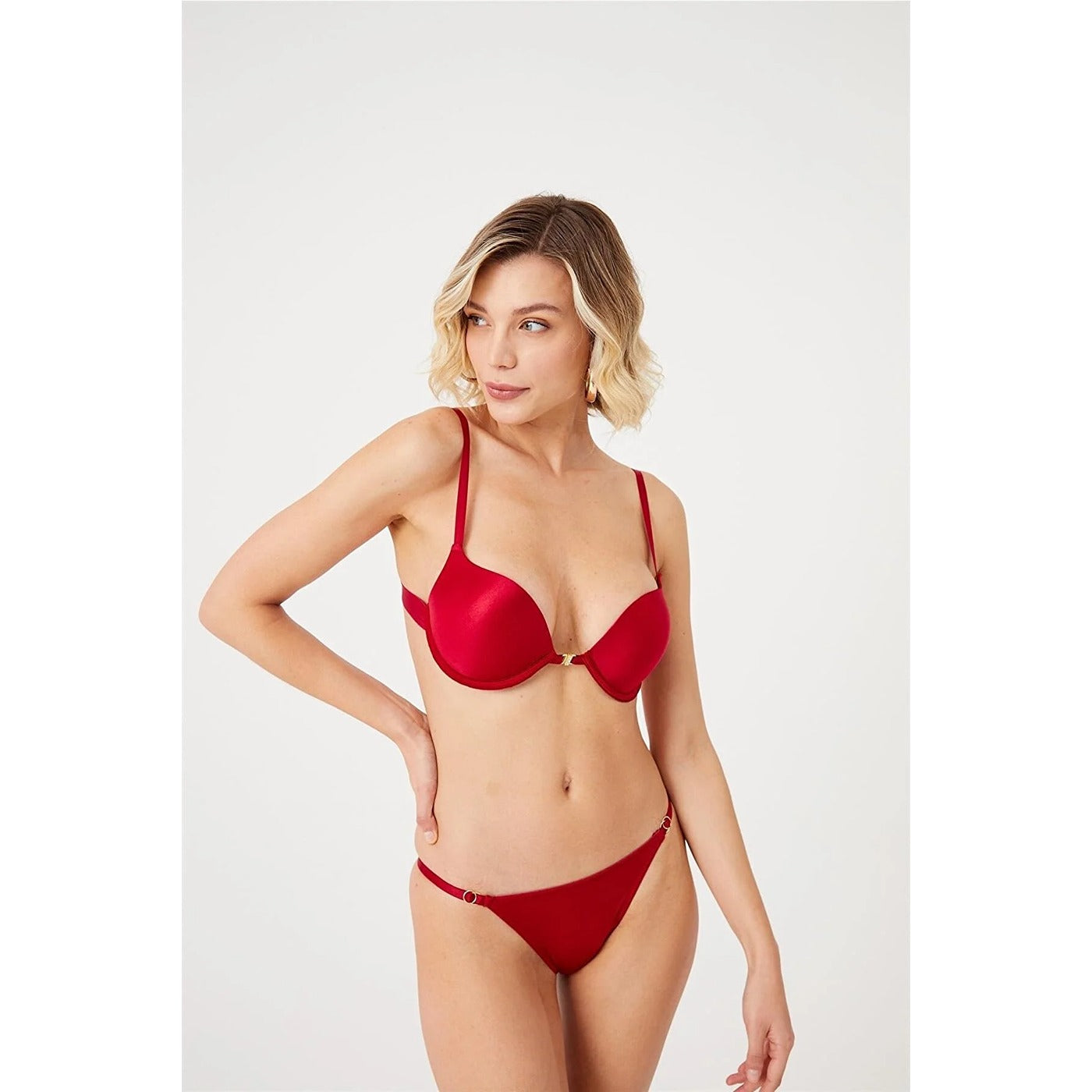 Red Soft Front Clip Lingerie Set | Montivo Pakistan