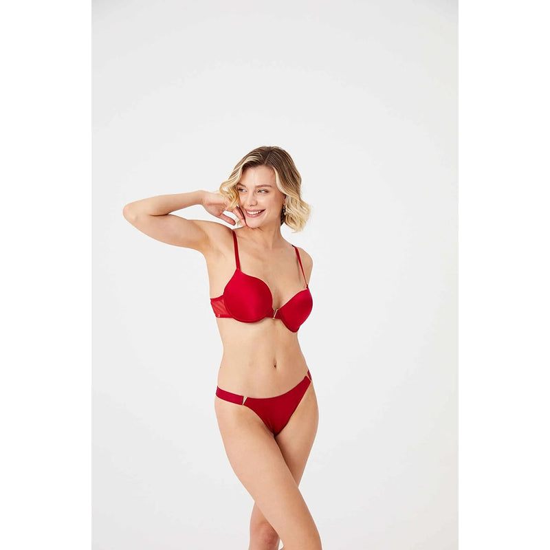 Red V Detail Soft Lingerie Set | Montivo Pakistan