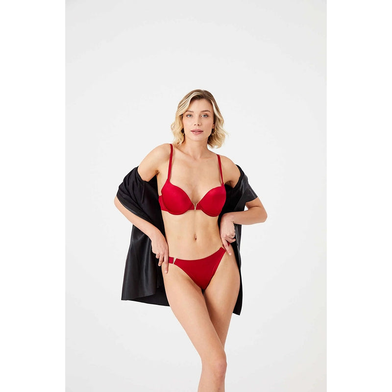 Red V Detail Soft Lingerie Set | Montivo Pakistan