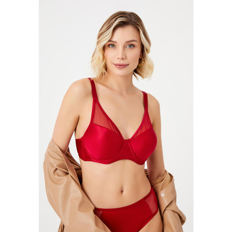 Burgundy Tulle Top Lingerie Set | Montivo Pakistan