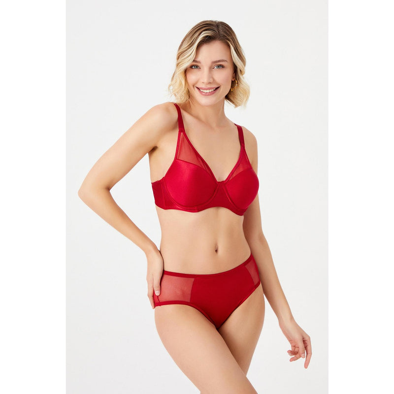 Burgundy Tulle Top Lingerie Set | Montivo Pakistan