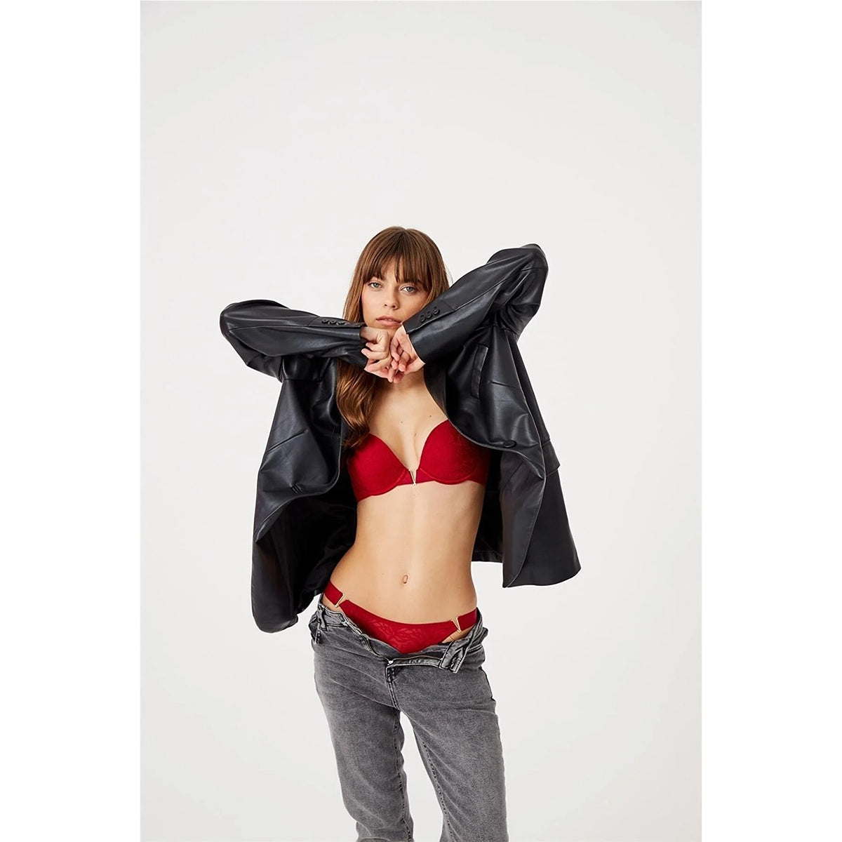 Red V Detail Soft Lingerie Set | Montivo Pakistan