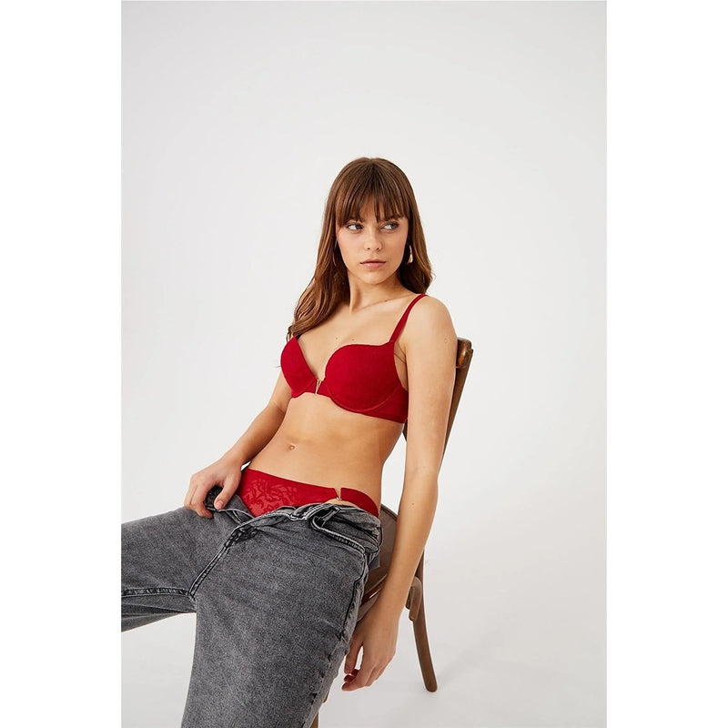 Red V Detail Soft Lingerie Set | Montivo Pakistan