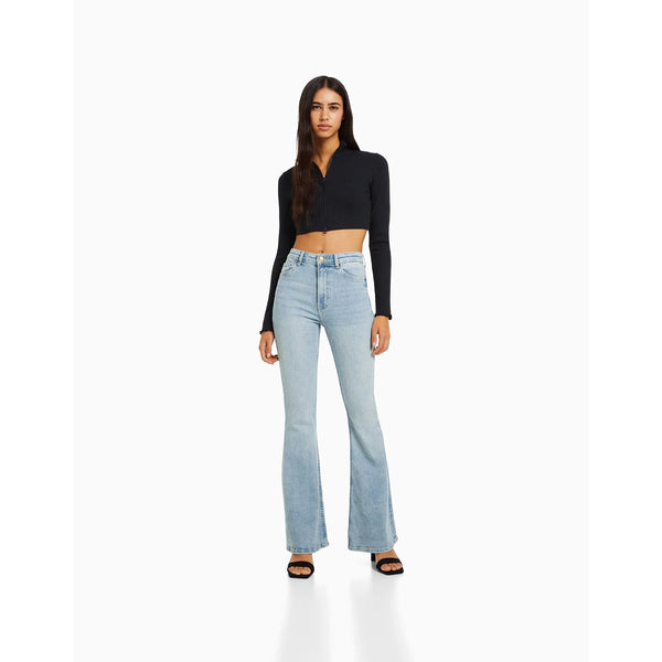 BSK High Rise Flare Light Blue Jeans | Montivo Pakistan