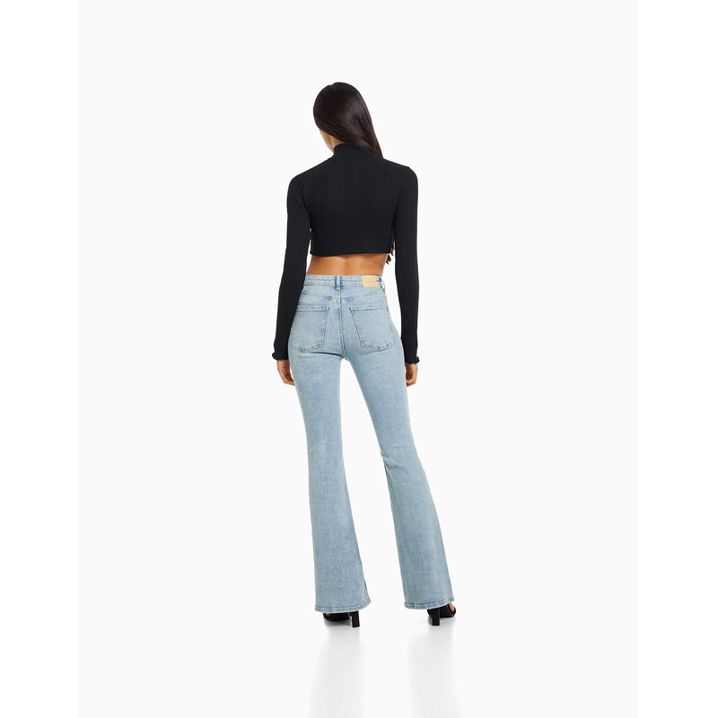 BSK High Rise Flare Light Blue Jeans | Montivo Pakistan
