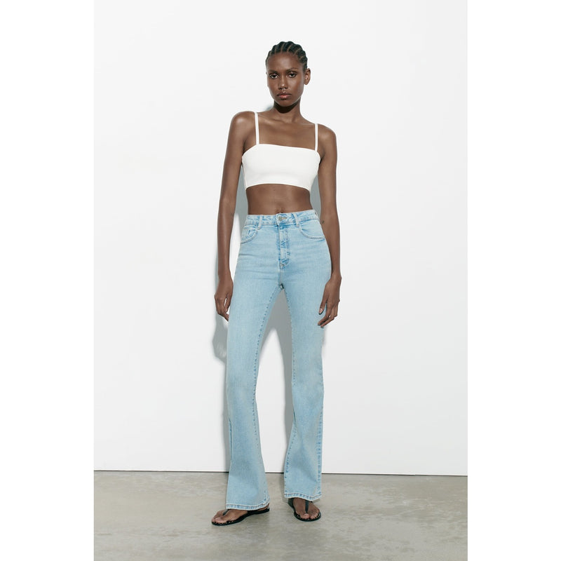 ZR High Waisted Light Blue Flare Jeans | Montivo Pakistan