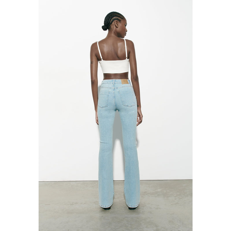 ZR High Waisted Light Blue Flare Jeans | Montivo Pakistan