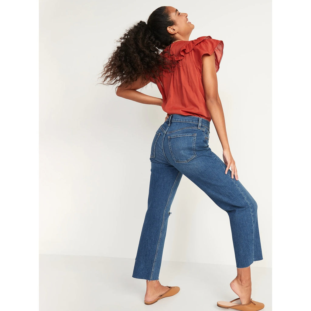 Extra High-Waisted Wide-Leg Ripped Jeans for Women