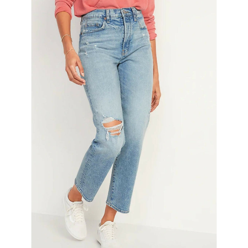 ON Extra High Waist Ripped Straight Jeans | Montivo Pakistan