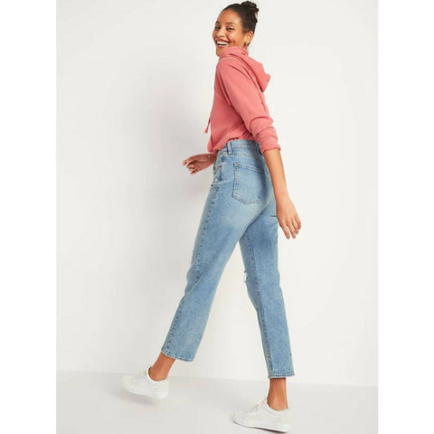 ON Extra High Waist Ripped Straight Jeans | Montivo Pakistan