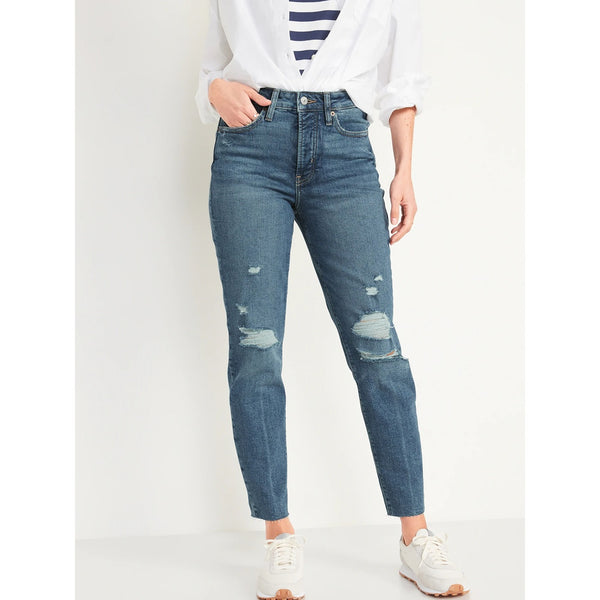 ON High Rise Mom Ripped Jeans | Montivo Pakistan