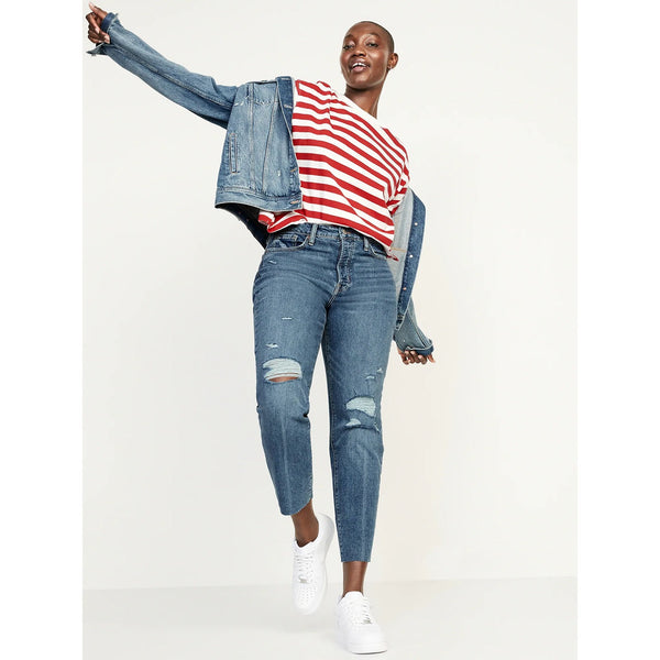 ON High Rise Mom Ripped Jeans | Montivo Pakistan