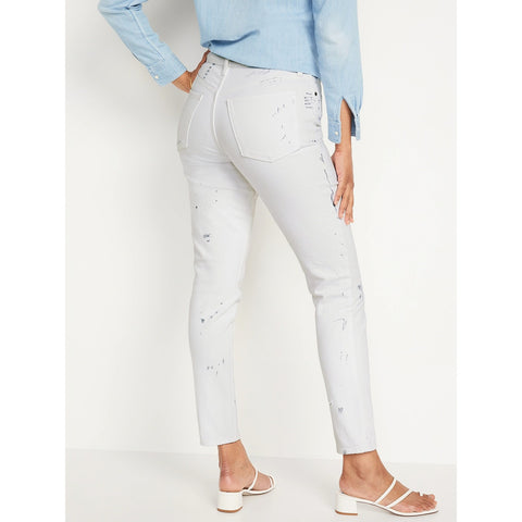 ON High Rise Splatter White Mom Jeans | Montivo Pakistan