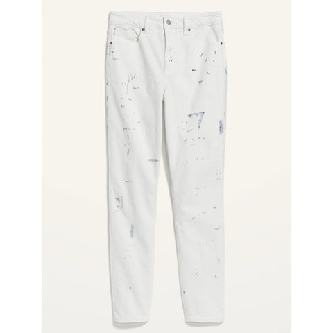 ON High Rise Splatter White Mom Jeans | Montivo Pakistan