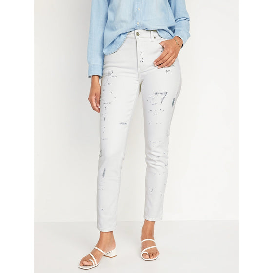 ON High Rise Splatter White Mom Jeans | Montivo Pakistan
