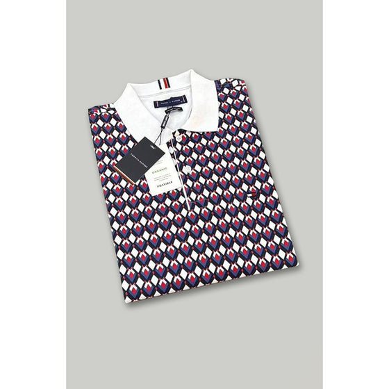 TH Geo Print Blue Polo | Montivo Pakistan