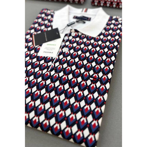 TH Geo Print Blue Polo | Montivo Pakistan