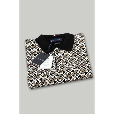 TH Black Monogram Print Regular Polo | Montivo Pakistan