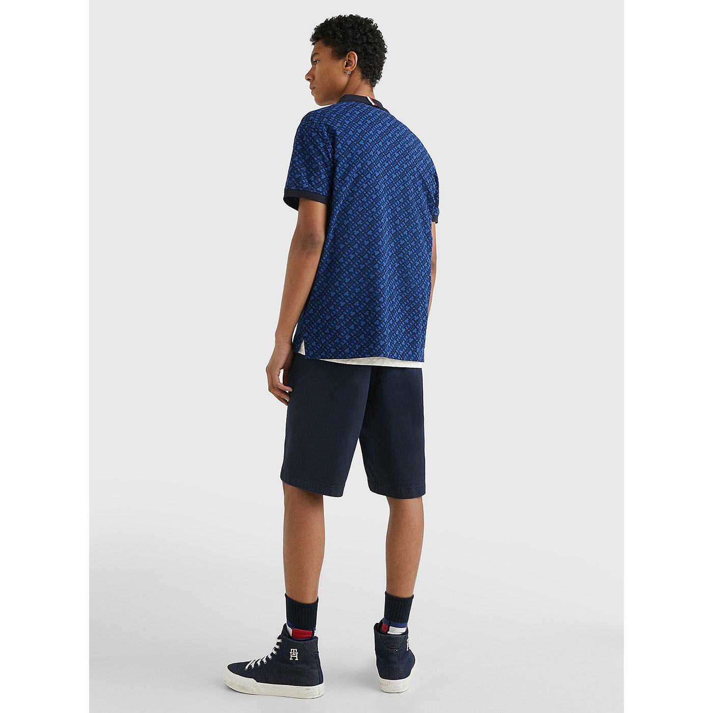 TH Blue Monogram Print Regular Polo | Montivo Pakistan