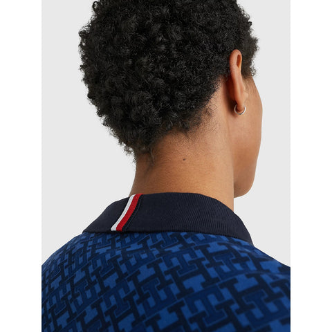 TH Blue Monogram Print Regular Polo | Montivo Pakistan