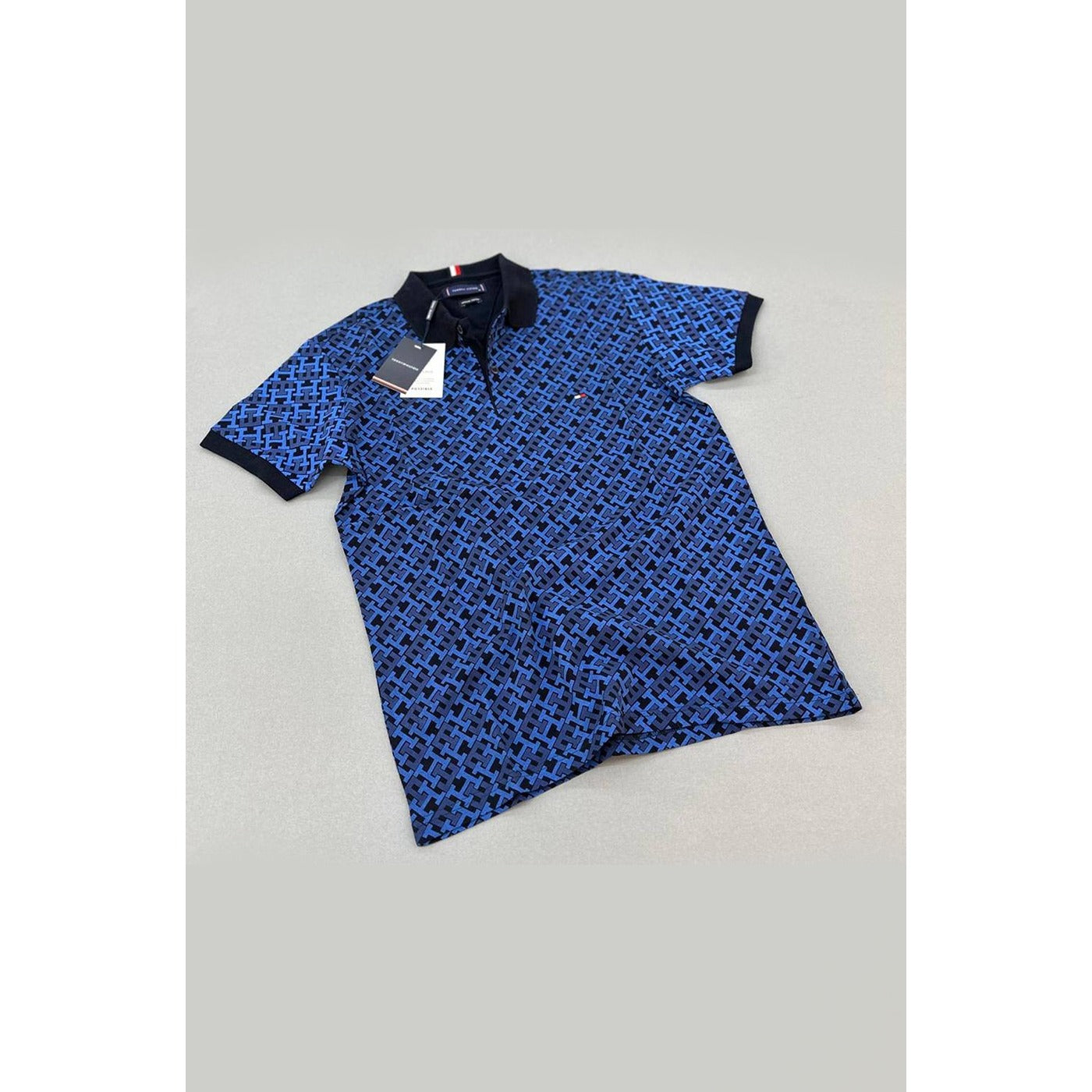 TH Blue Monogram Print Regular Polo | Montivo Pakistan
