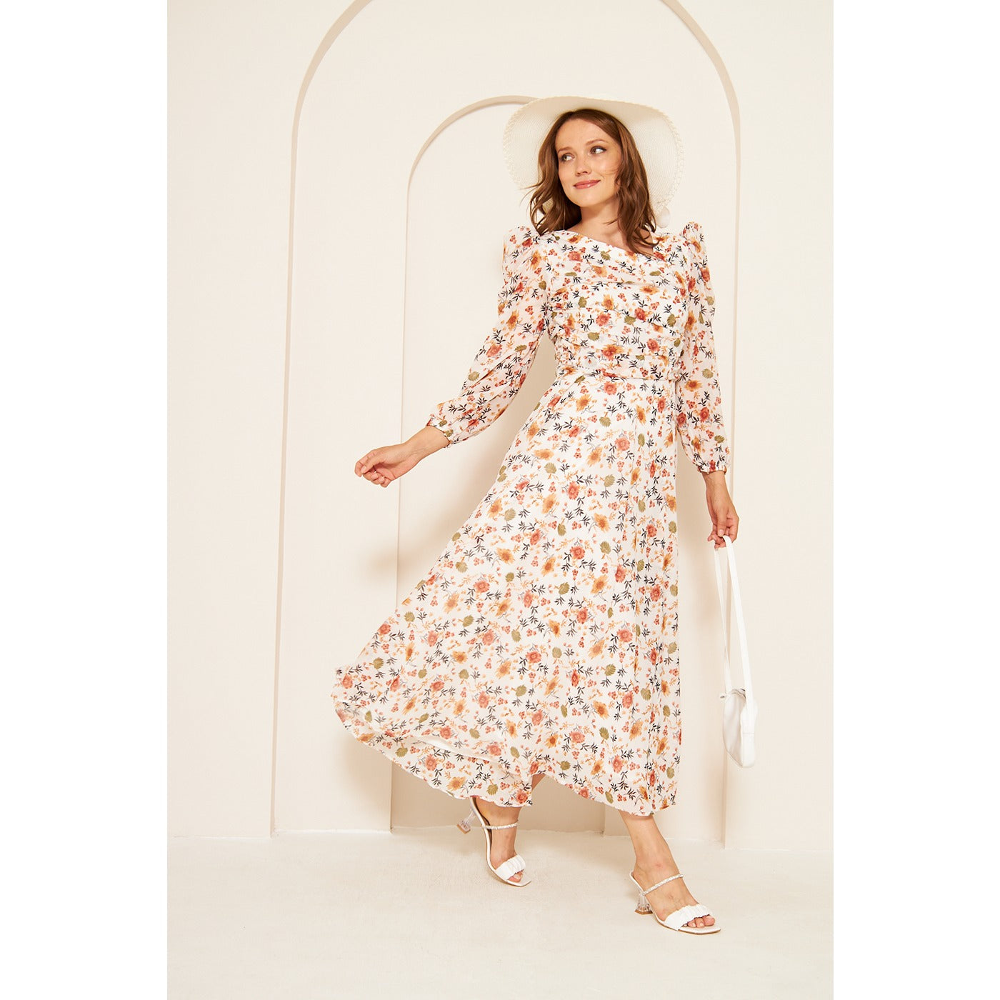 White Floral Dress With Back Detailing | Montivo Pakistan