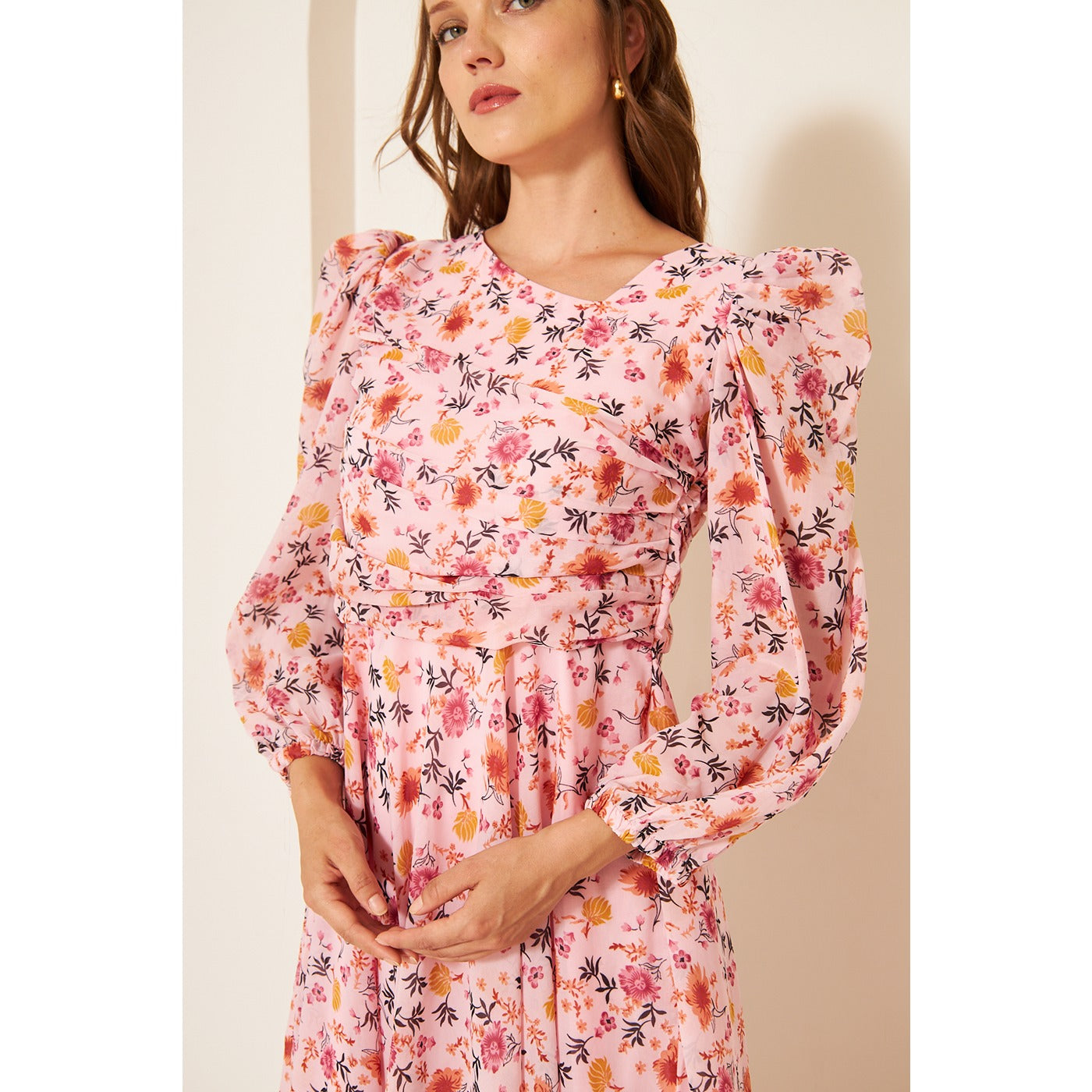 Pink Floral Dress With Back Detailing | Montivo Pakistan