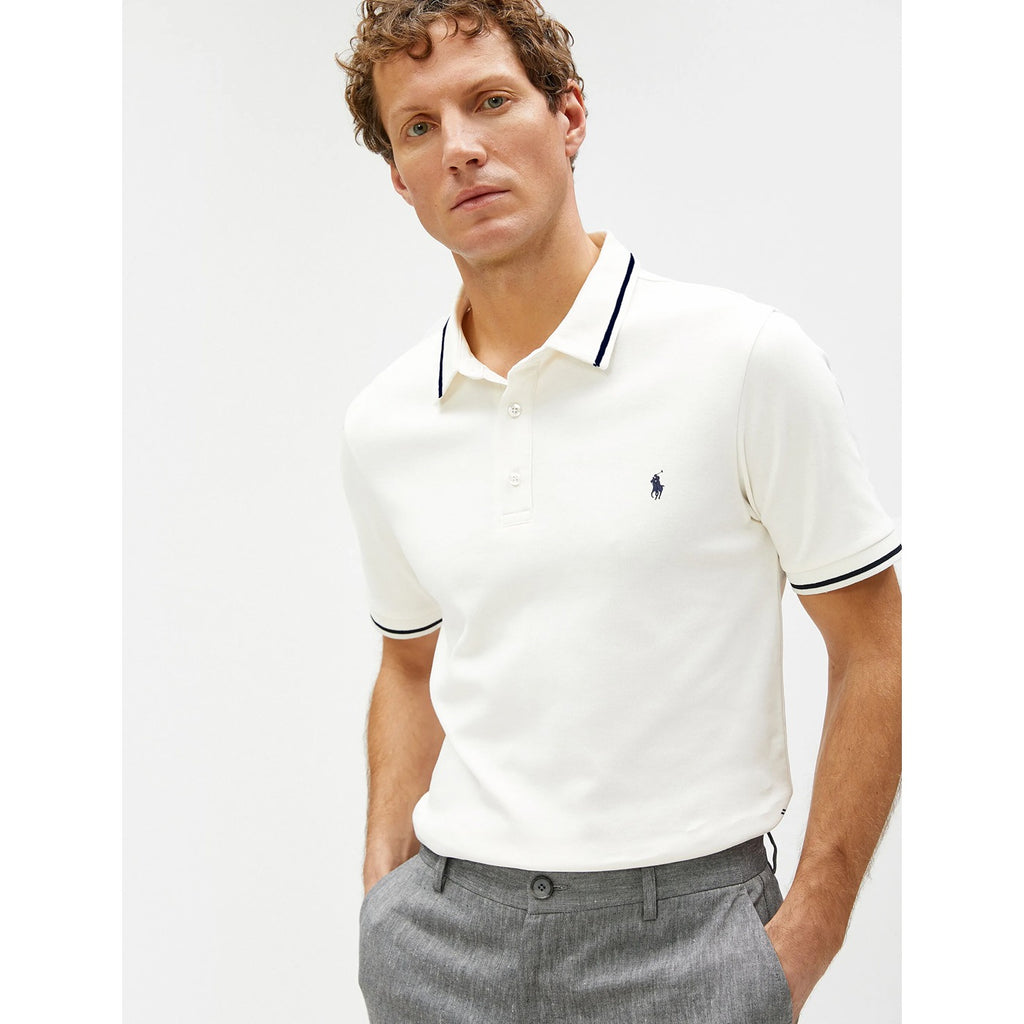 White Pique Collar Tipping Polo | Montivo Pakistan