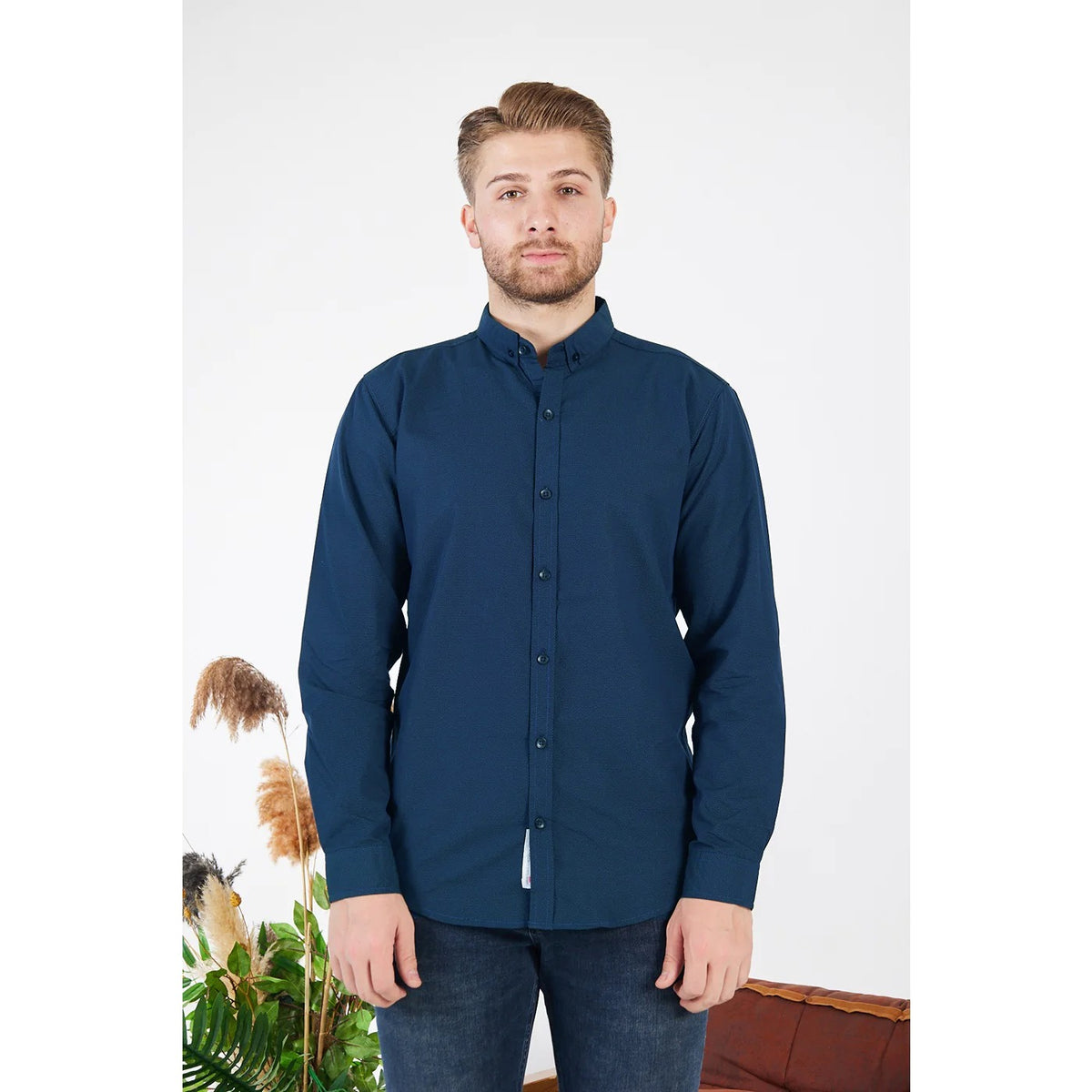 JJ Mid Blue Slim Fit Shirt | Montivo Pakistan