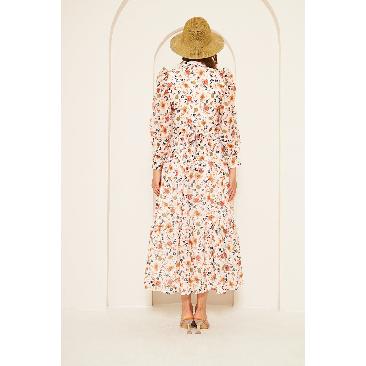 White Chiffon Floral Shirt Dress | Montivo Pakistan