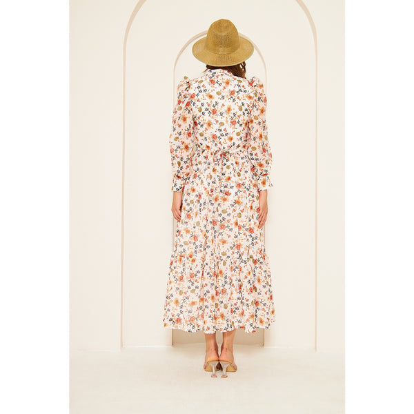 White Chiffon Floral Shirt Dress | Montivo Pakistan
