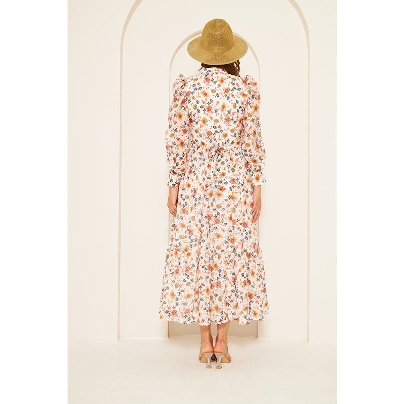 White Chiffon Floral Shirt Dress | Montivo Pakistan