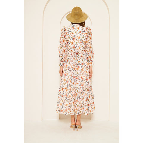 White Chiffon Floral Shirt Dress | Montivo Pakistan