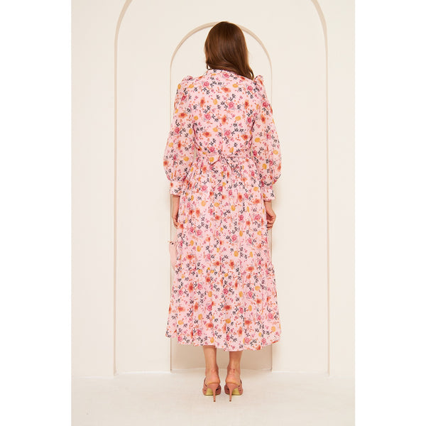Pink Chiffon Floral Shirt Dress | Montivo Pakistan