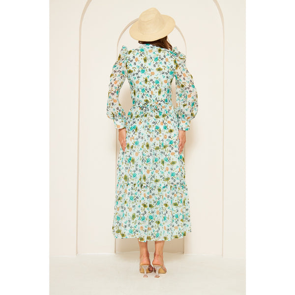 Green Chiffon Floral Shirt Dress | Montivo Pakistan