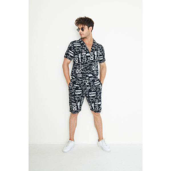 Black Linen Printed Co-Ords | Montivo Pakistan