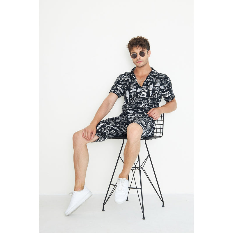 Black Linen Printed Co-Ords | Montivo Pakistan