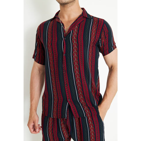 Red Linen Geometric Printed Co-Ords | Montivo Pakistan