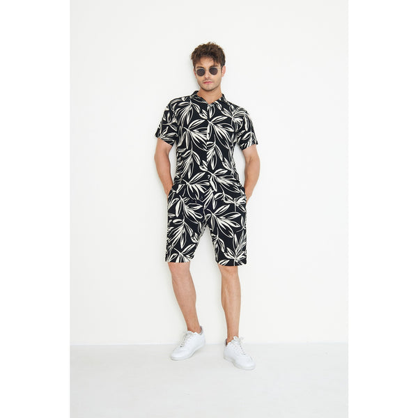 Black Linen Floral Printed Co-Ords | Montivo Pakistan