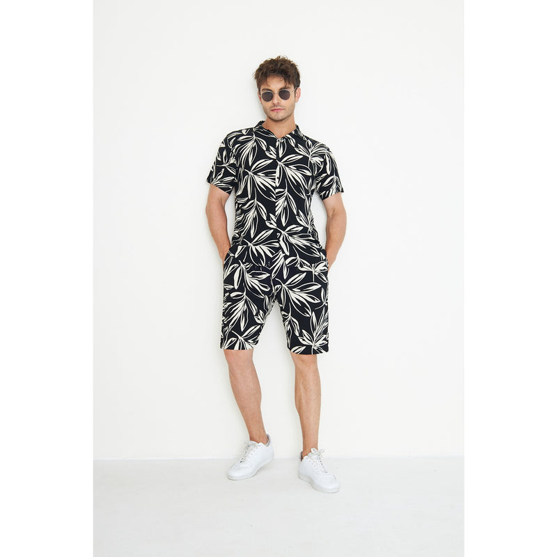 Black Linen Floral Printed Co-Ords | Montivo Pakistan