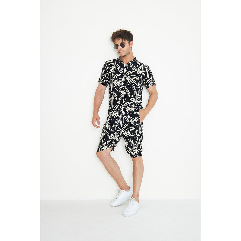 Black Linen Floral Printed Co-Ords | Montivo Pakistan