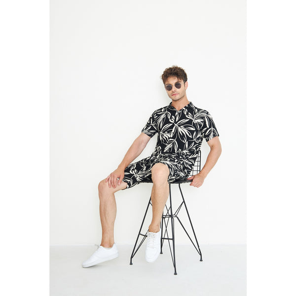 Black Linen Floral Printed Co-Ords | Montivo Pakistan