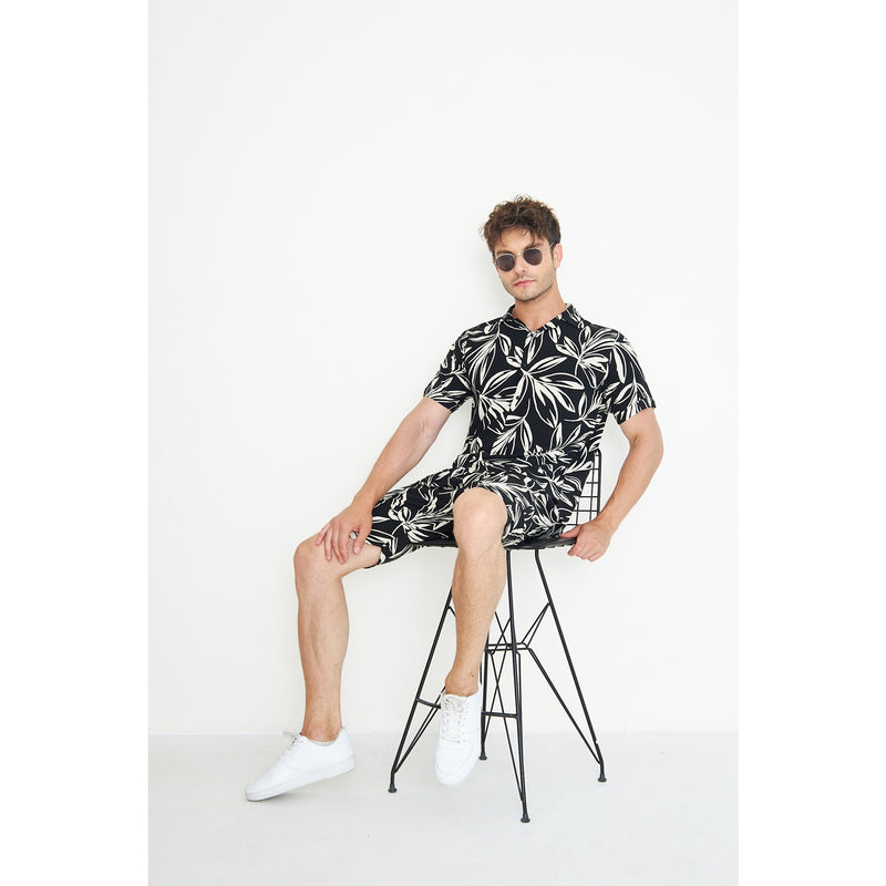 Black Linen Floral Printed Co-Ords | Montivo Pakistan