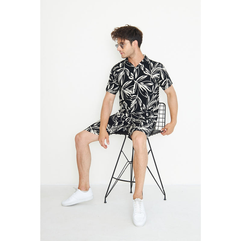 Black Linen Floral Printed Co-Ords | Montivo Pakistan