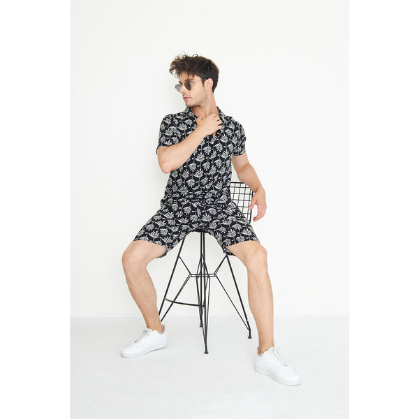 Black Linen Forrest Printed Co-Ords | Montivo Pakistan