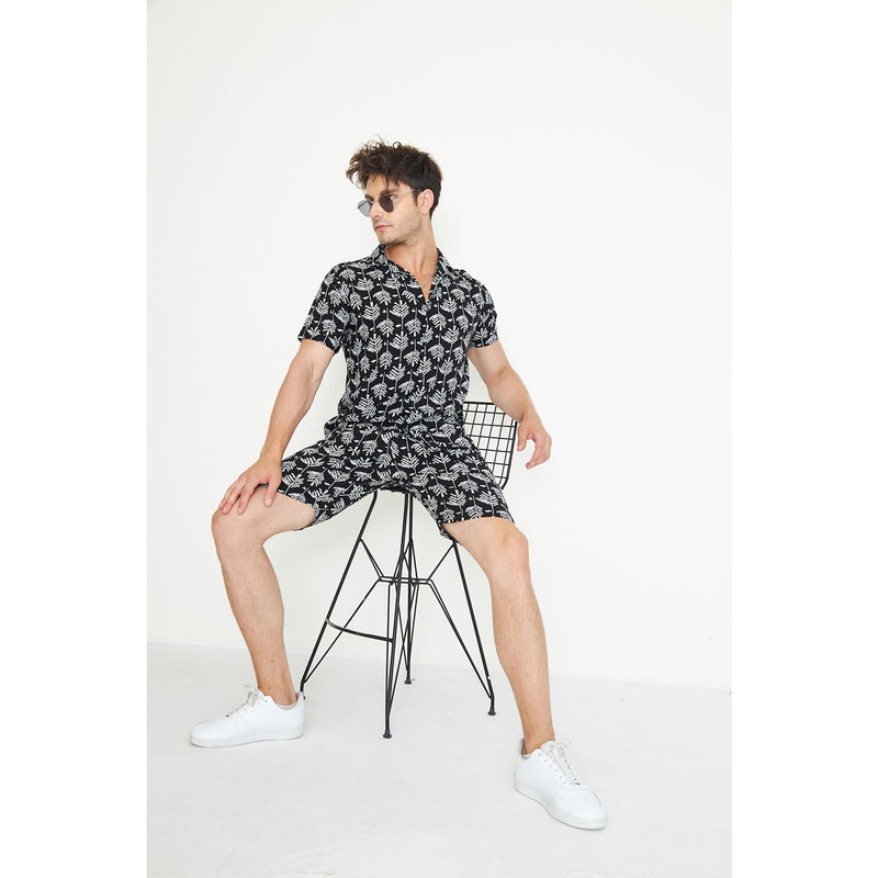 Black Linen Forrest Printed Co-Ords | Montivo Pakistan