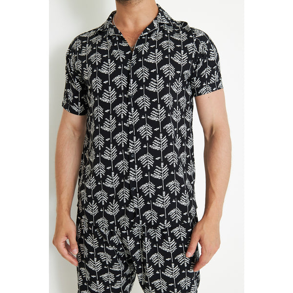 Black Linen Forrest Printed Co-Ords | Montivo Pakistan