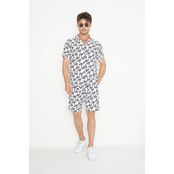 White Linen Alphabet Printed Co-Ords | Montivo Pakistan